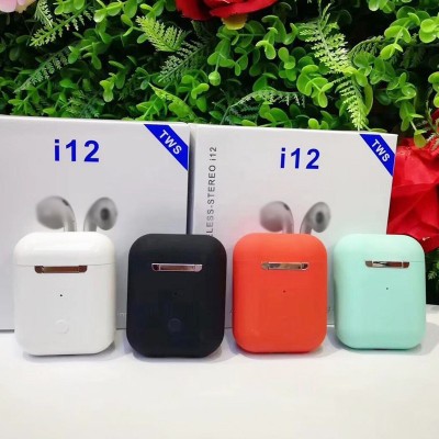 2019 Factory Price New Wireless Sport Headset i12 With Charging Box wireless earphone auto touch TWS earbuds headphone